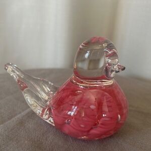 Vintage Joe Rice signed rare pink color bird paperweight